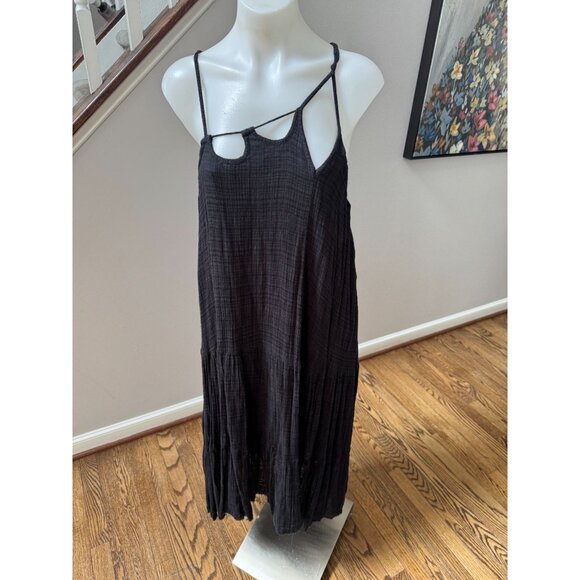 Free People Dresses & Skirts - Free People FP One Cotton Gauze Cut Out Strappy Midi Dress Black Size XS